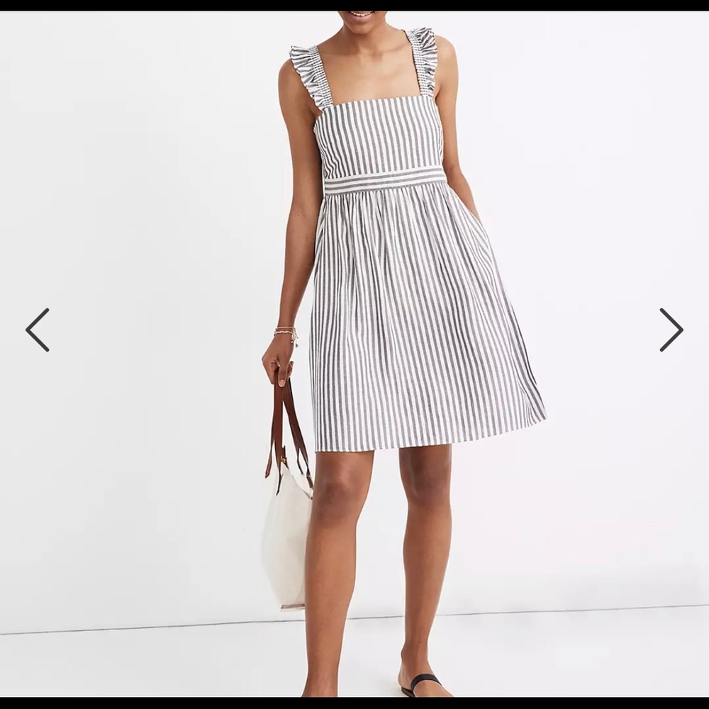 Madewell Striped Ruffle Strap Empire Dress